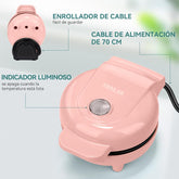 Snailar Mini Waffle Maker – 550W Compact Waffle Iron, Nonstick Coating, Ready Indicator Light, Cool Touch Handle, Easy Clean, Pink